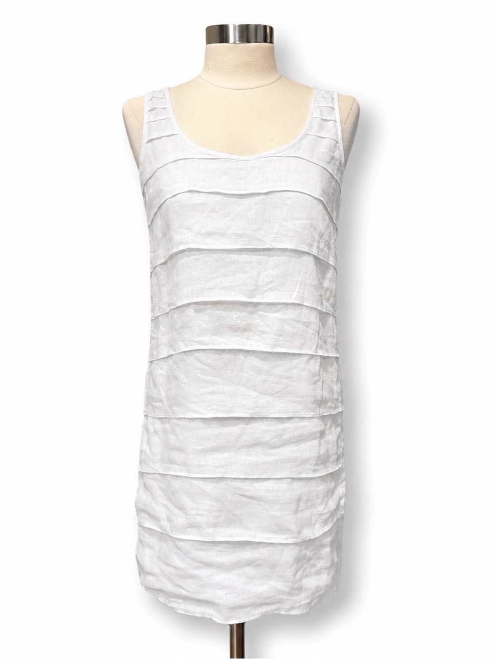Island Company White 100% Linen Tiered Shift Dress Size Small